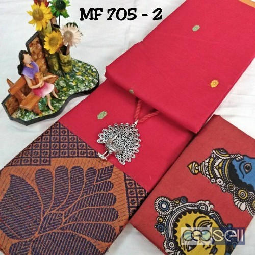 MF705 chettinad cotton sarees with kalamkari blouse non catalog price- rs750 each moq- 15pcs no singles 1 