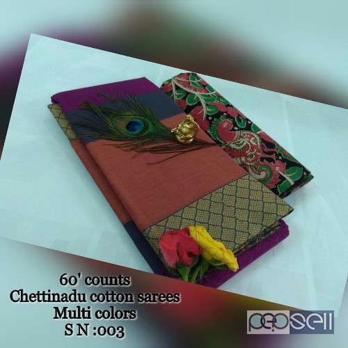 cotton chettinad sarees at wholesale moq- 10pcs no singles price- rs750 each 0 