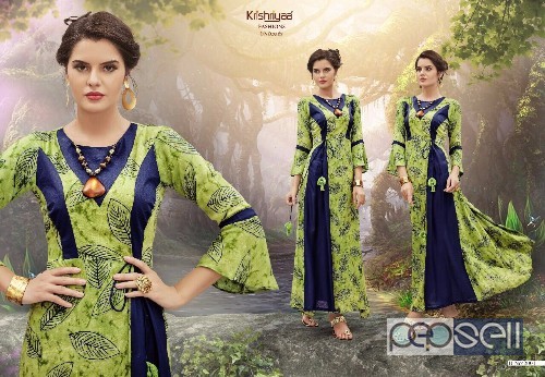 rayon a line printed long kurtis from krishriyaa aura vol4 at wholesale moq- 8pcs no singles size- m to 3xl 0 