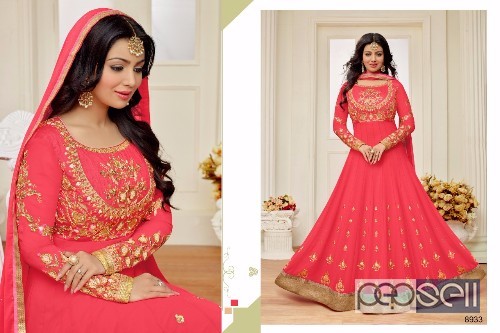 ravishing georgette designer anarkali suits from meera zisa gulmohar collection available 1 