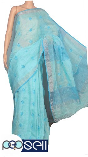 Exclusive Handwoven Saree - pure linen with buti design - Kerala Kochi Ernakulam 0 