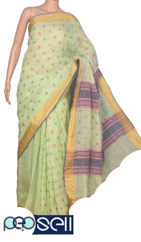 Exclusive Handwoven Saree - pure linen with buti design - Kerala Kochi Ernakulam 5 