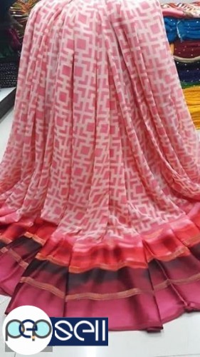 GEORGETTE PRINTED SAREES WITH SATIN BORDER 0 