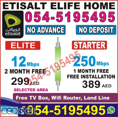 ETISALAT ELIFE  HOME INTERNET SERVICE TWO MONTH FREE SPECIAL DISCOUNT | 24/7 HOURS SERVICES 3 