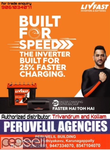 PERUVELIL AGENCIES -Livfast Battery Distributors Kollam,Karunagappally,Anchal,Oachira,Punalur,Kottarakara 2 